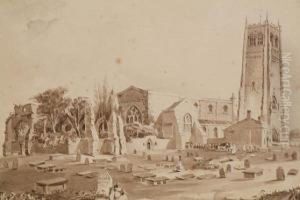 Lower Bridge Street, Chester, With Figures Andhorse And Cart, And Another Of St. John's Church Lower Bridge Street, Chester, With Figures Andhorse And Cart, And Another Of St. John's Church