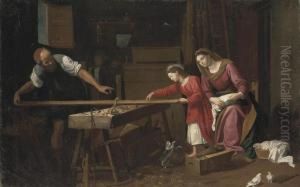 The Holy Family In The Carpenter's Shop by Jean Tassel