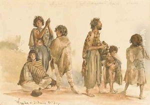 A gypsy family in a landscape by Rudolf Ritter von Alt