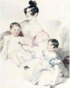 Portrait Of A Lady And Her Two Children by Frederick Tatham