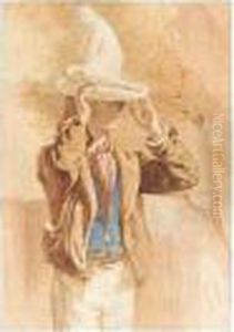 A Man Carrying A Plastercast, Signed And Dated 1842, Watercolour, 42 X 30 Cm.; 16 1/2 X 11 3/4 In by Frederick Tatham