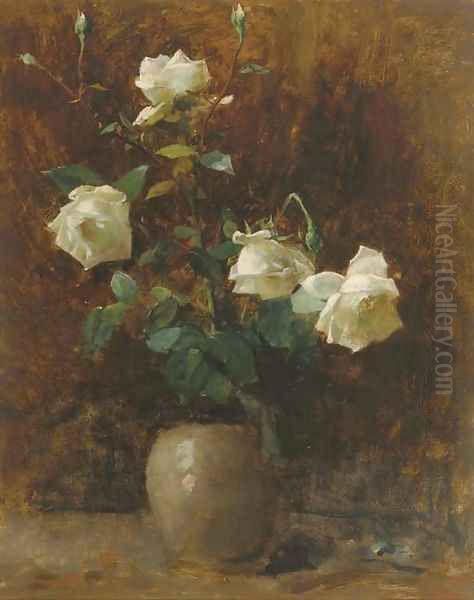 White roses in a vase - view 1