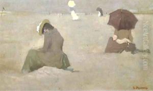 Elegant ladies on the beach by Floris Arntzenius