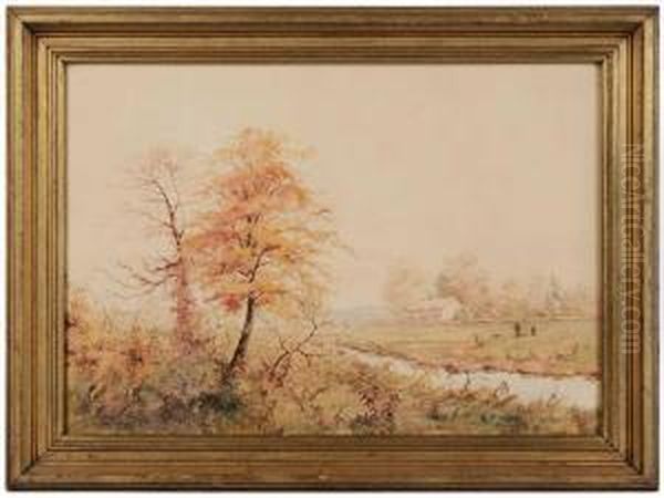 Two Hunters In A Field With Dogs - view 1