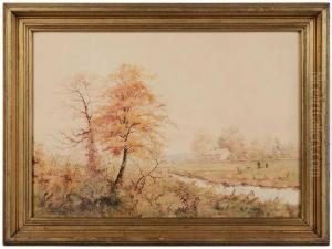 Two Hunters In A Field With Dogs by Adrien Aime Taunay