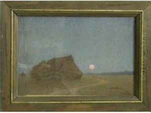 Meules De Foin Au Clair Delune by Henri Taurel