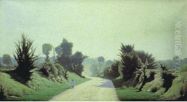 Paysage Avec Un Enfant Sur Un Chemin - view 1