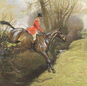 Ted Lyon Jumping a Hedge by Cecil Charles Aldin