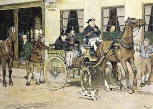 The Pickwickians start from the Bull Hotel at Rochester by Cecil Charles Aldin