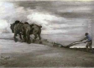 Ploughing by Cecil Charles Aldin