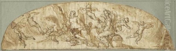 Allegorische Darstellung Mit Zwei Engeln - view 1