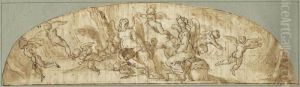 Allegorische Darstellung Mit Zwei Engeln by Lazzaro Tavarone