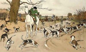 The Harefield Harriers - The check in the road by Cecil Charles Aldin