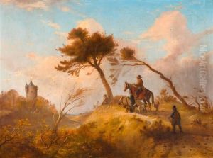 Jagdgesellschaft In Landschaft by Johannes Tavenraat
