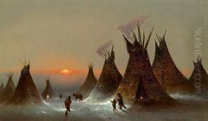 Indian Encampment by Jules Tavernier
