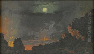 The Heart Of A Volcano Under A Full Moon by Jules Tavernier