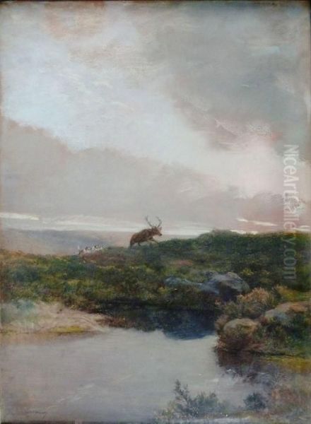 Cerfpoursuivi Par Des Chiens. - view 1