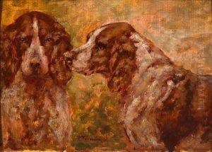 Two Spaniels by Paul Tavernier