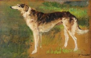 Portrait De Chien Levrier Barzoi by Paul Tavernier