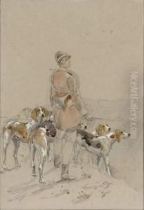 Valet De Chiens Et Sa Harde by Paul Tavernier