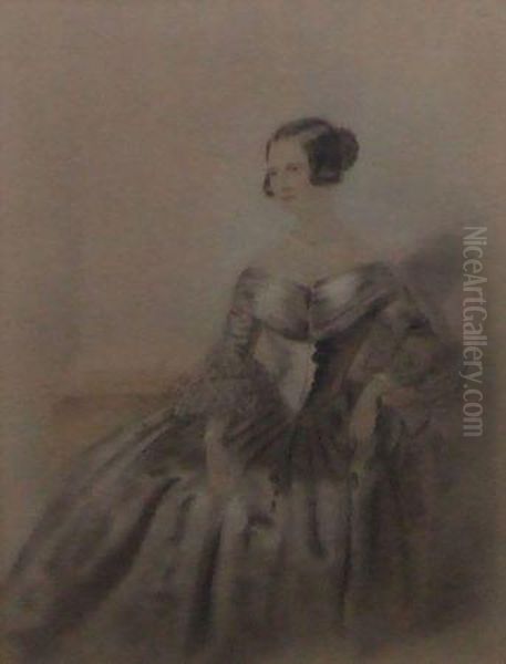 Three-quarter Length Portrait Of A Lady In Flowing Dress - view 1