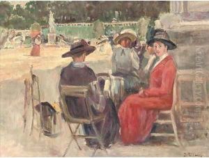 Elegant company in the park Elegant company in the park