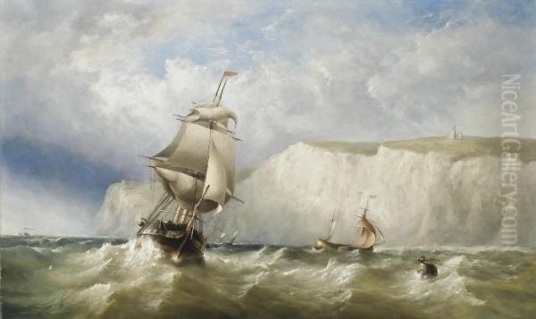 Shipping In A Heavy Swell In The Channel Off Dover - view 1