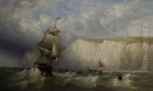 Ships In A Storm Off Dover by Henry King Taylor