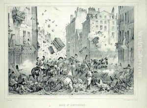 Rue Saint-Antoine in July 1830 by Victor Adam