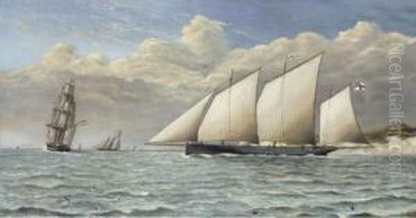 The Royal Yacht Squadron Racing Lugger New Moon In The Channel Offdover - view 1