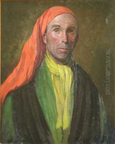 Man With Red Head Scarf" - view 1