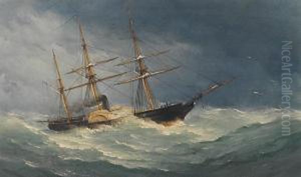 A Paddle Steamer In A Gale, C.1850. - view 1