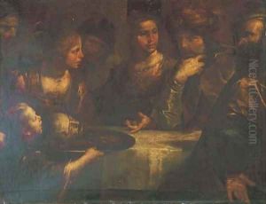Salome presenting the head of John the Baptist to Herod by Gioacchino Assereto