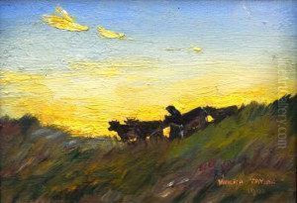 Droving Cattle On A Hillside - view 1