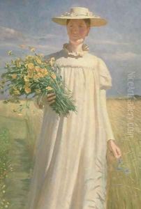 Anna Ancher returning from Flower Picking, 1902 by Michael Peter Ancher