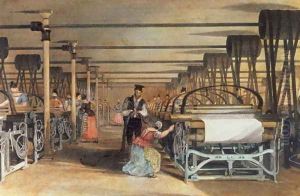 Power loom weaving, 1834 by Thomas Allom