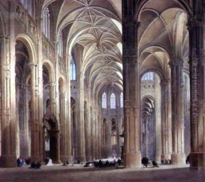 The Interior of St. Eustache, Paris by Thomas Allom