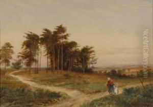 Summer Landscape With Two Figures In A Country Lane
