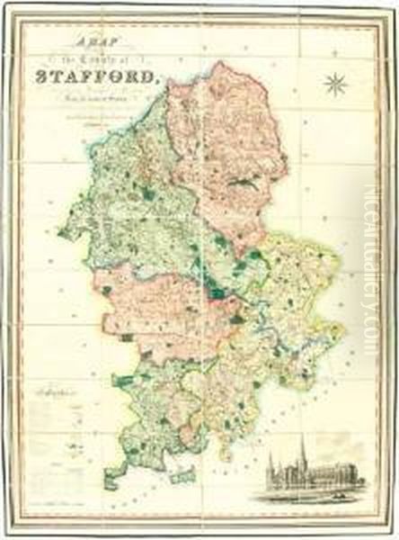County Map Of Staffordshire - view 1