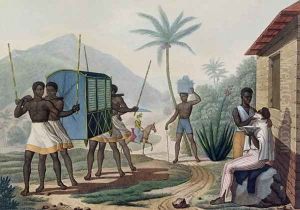 A Palanquin being Carried in the Ile de France from 'Voyage Autour du Monde sur les Corvettes de L'Uranie' 1817-20 by Jacques Etienne Victor Arago