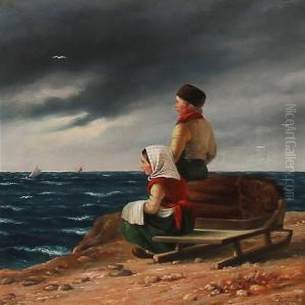 Two Children Overlooking The Sea - view 1