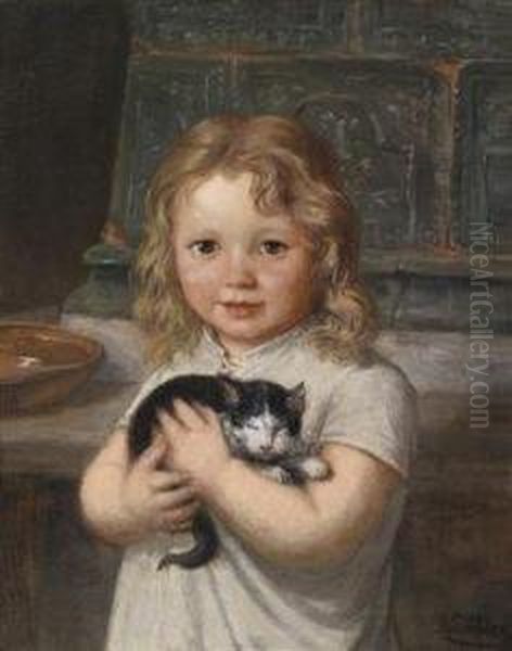Girl With Kitten - view 1