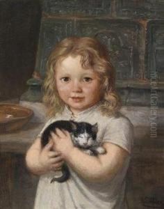Girl With Kitten by Georg Teibler