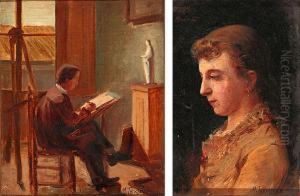 Interior De Taller Y Una Joven Interior De Taller Y Una Joven