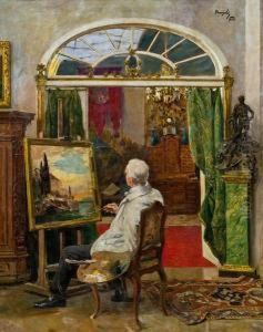 Der Maler Eduard Kasparides Im Atelier