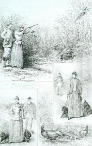 A Lady Shooting Hedgerow Pheasants A Lady Shooting Hedgerow Pheasants