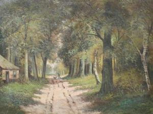 Figure In A Forested Landscape - view 1