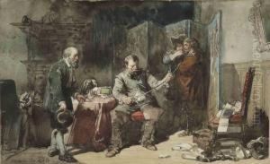 Soldiers Coversing In An Interior by Herman Frederik Carel ten Kate