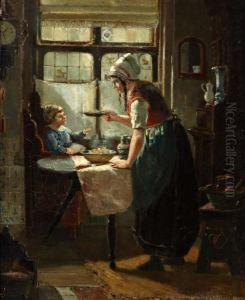 Vissersvrouw Met Kind by Jan Jacob Lodewijk Ten Kate