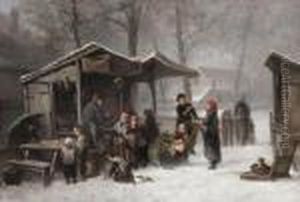 Buying Presents At The Toy Stall For The Feast Of St.nicholas by Jan Mari Henri Ten Kate
